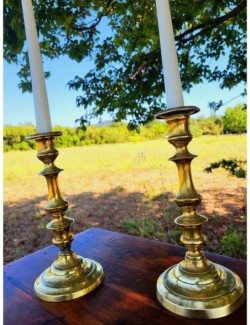 Bougeoirs doré en laiton lot de 2